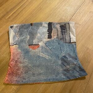 Tiger Mist Abstract Blue and Gray Top